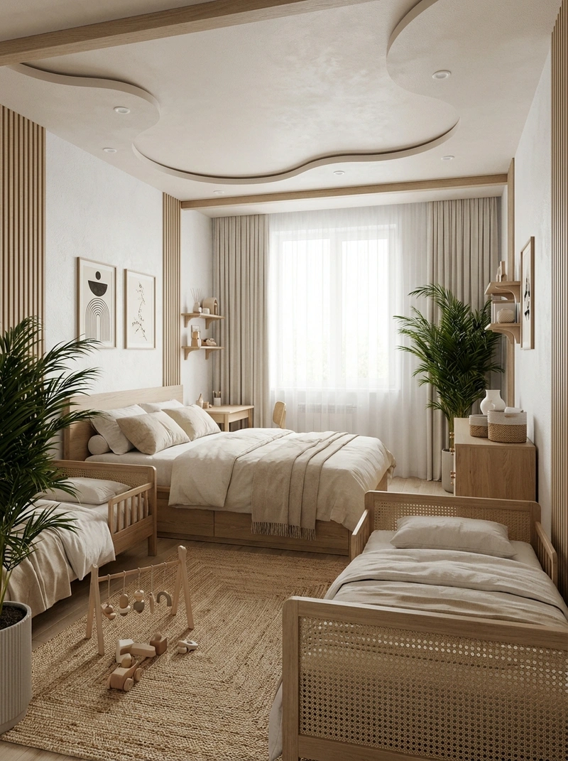 Дизайн детской в стиле Japandi — фото интерьера от нейросети RoomGPT