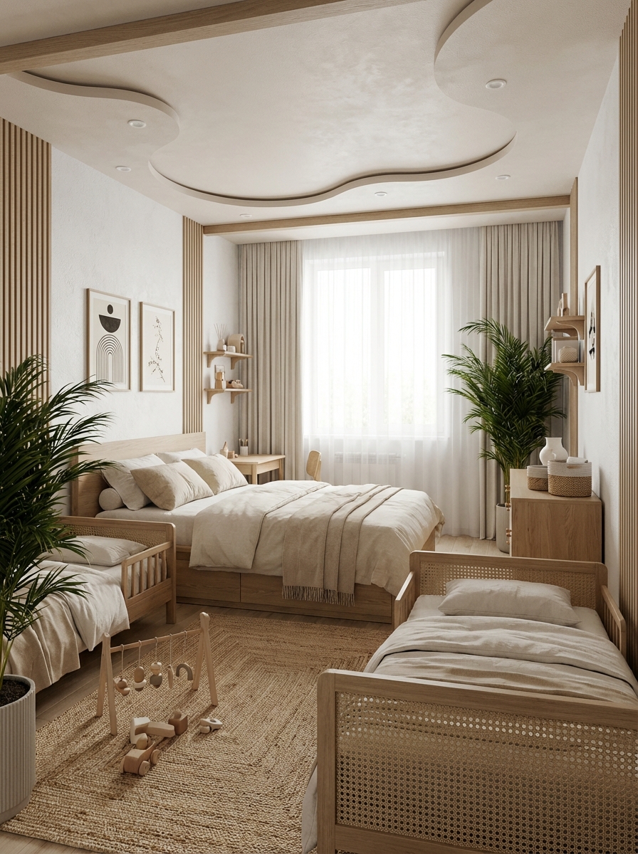 Дизайн детской в стиле Japandi — фото интерьера от нейросети RoomGPT