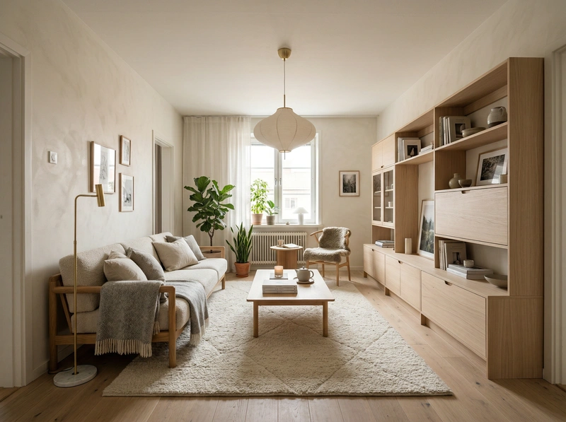 Дизайн интерьера в стиле Хюгге — Гостиная от нейросети RoomGPT