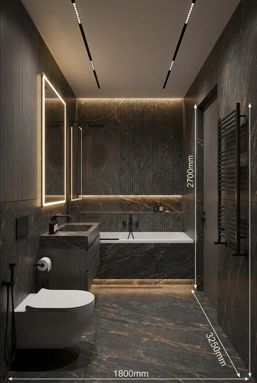 Дизайн ванной в стиле Минимализм — фото интерьера от нейросети RoomGPT