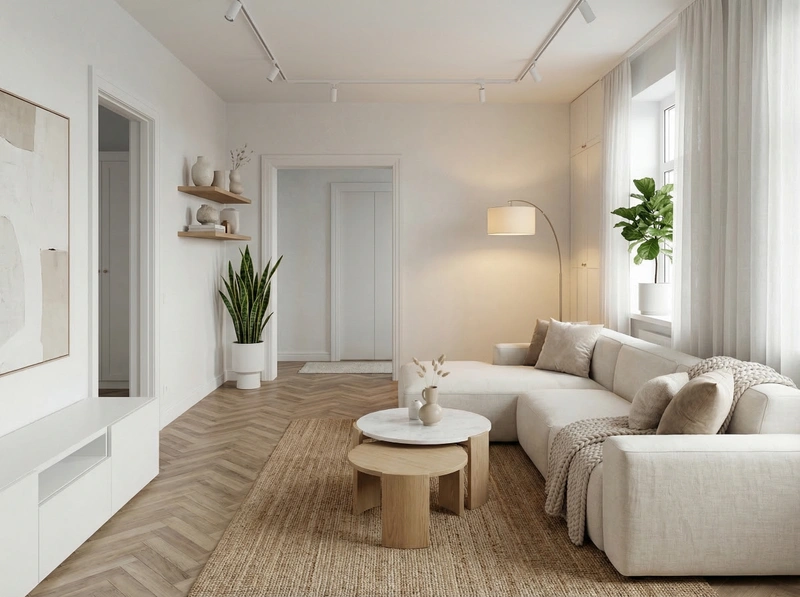 Дизайн интерьера в стиле Минимализм — Гостиная от нейросети RoomGPT