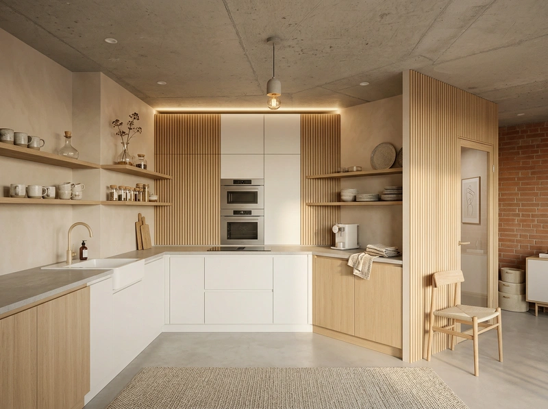 Дизайн интерьера в стиле Хюгге — Кухня от нейросети RoomGPT