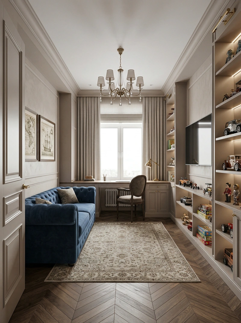 Дизайн детской в стиле Классика — фото интерьера от нейросети RoomGPT