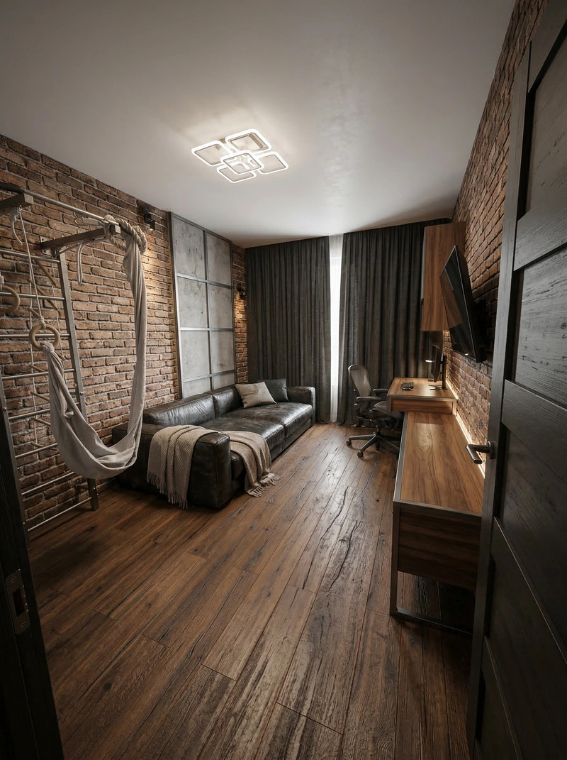 Дизайн интерьера в стиле Лофт — Спальня от нейросети RoomGPT