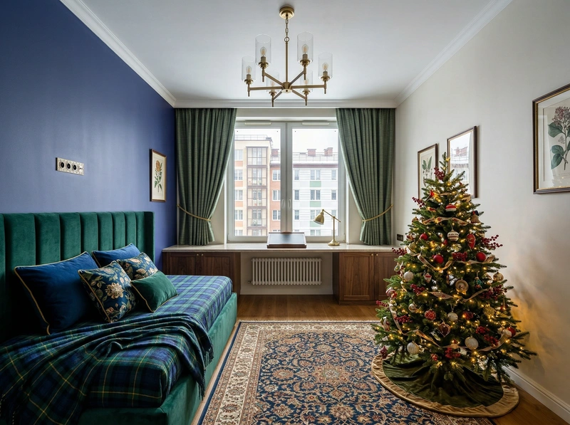 Дизайн спальни в стиле Британский — фото интерьера от нейросети RoomGPT