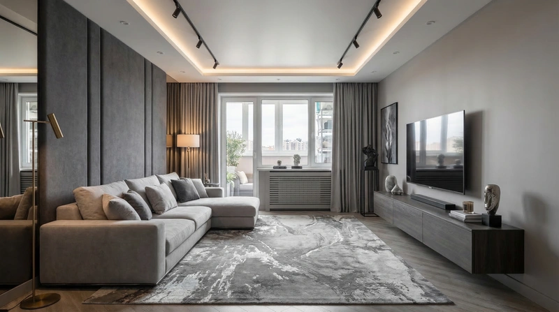 Дизайн интерьера в стиле Контемпорари — Гостиная от нейросети RoomGPT