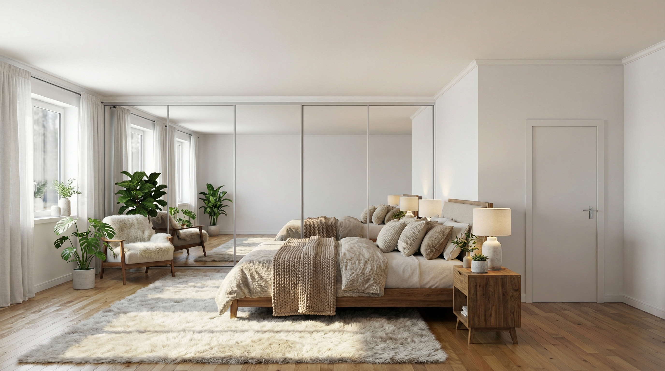 Дизайн спальни в стиле Хюгге — фото интерьера от нейросети RoomGPT