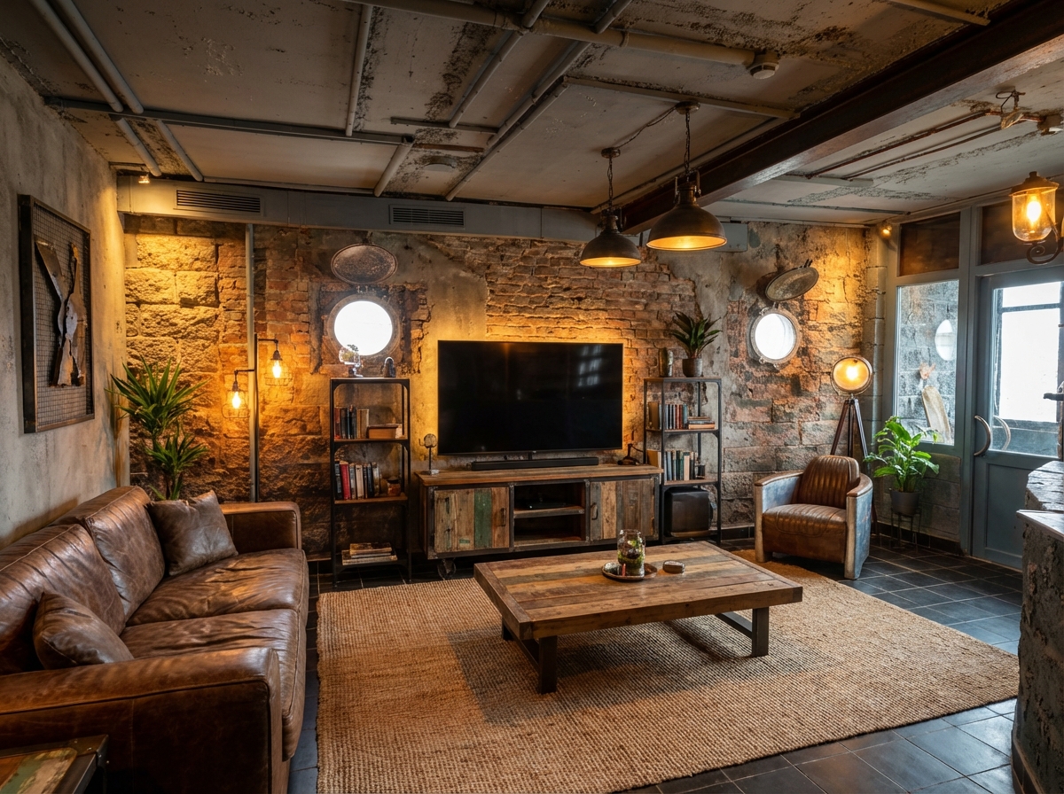 Дизайн гостиной в стиле Лофт — фото интерьера от нейросети RoomGPT