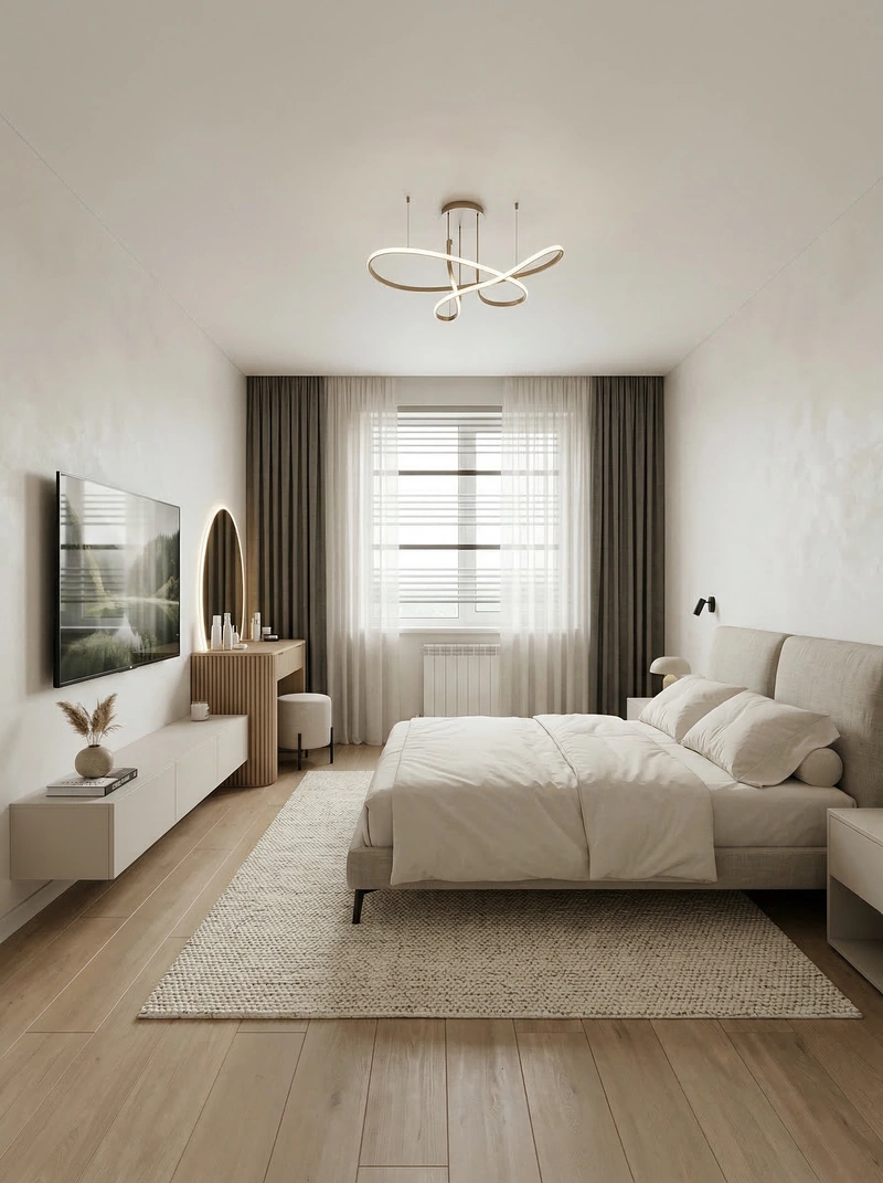 Дизайн интерьера в стиле Минимализм — Спальня от нейросети RoomGPT