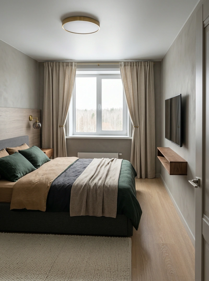 Дизайн спальни в стиле Минимализм — фото интерьера от нейросети RoomGPT