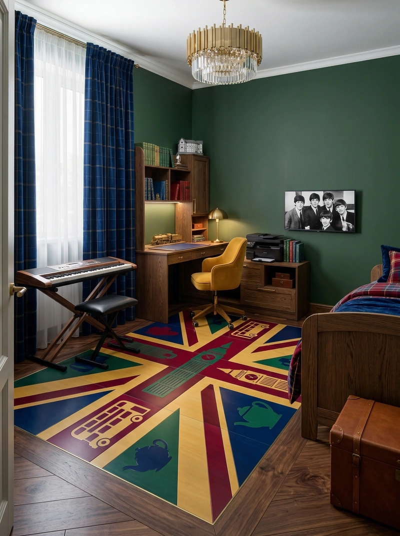 Дизайн детской в стиле Британский — фото интерьера от нейросети RoomGPT