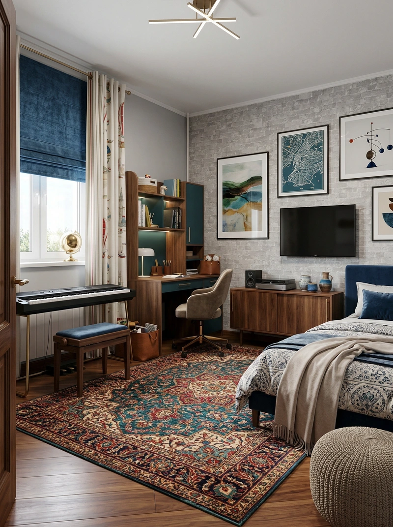 Дизайн интерьера в стиле Эклектика — Детская от нейросети RoomGPT