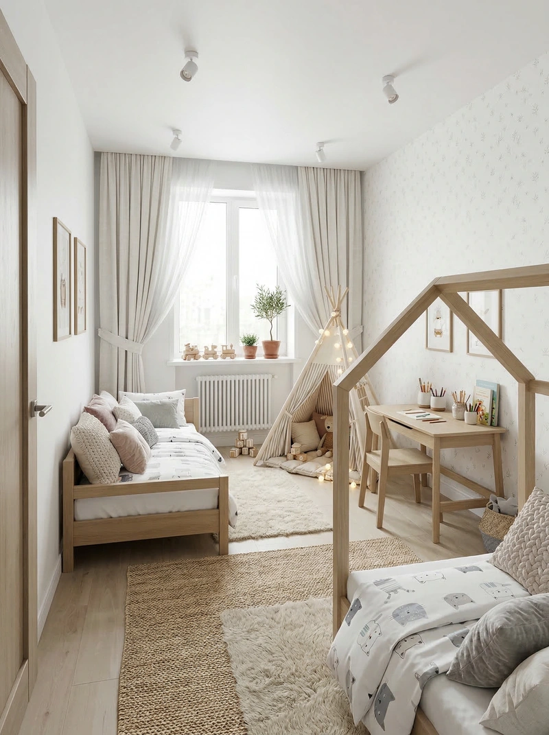 Дизайн детской в стиле Хюгге — фото интерьера от нейросети RoomGPT