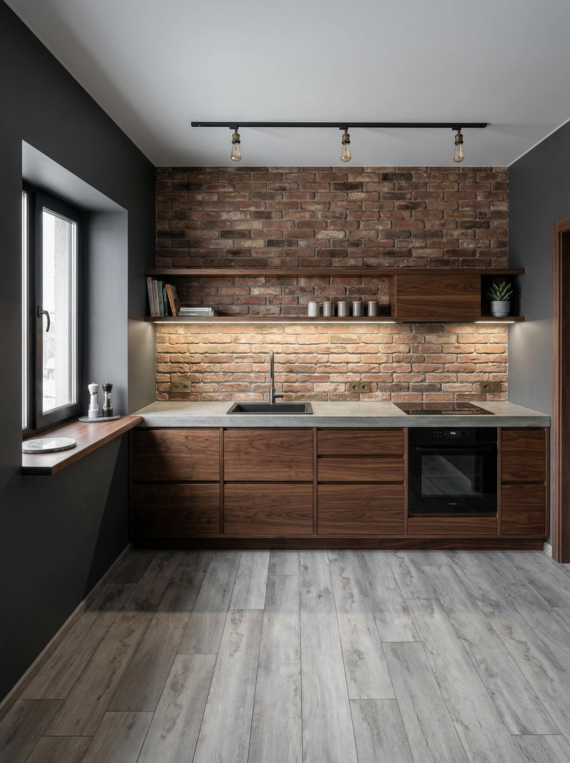 Дизайн интерьера в стиле Лофт — Кухня от нейросети RoomGPT
