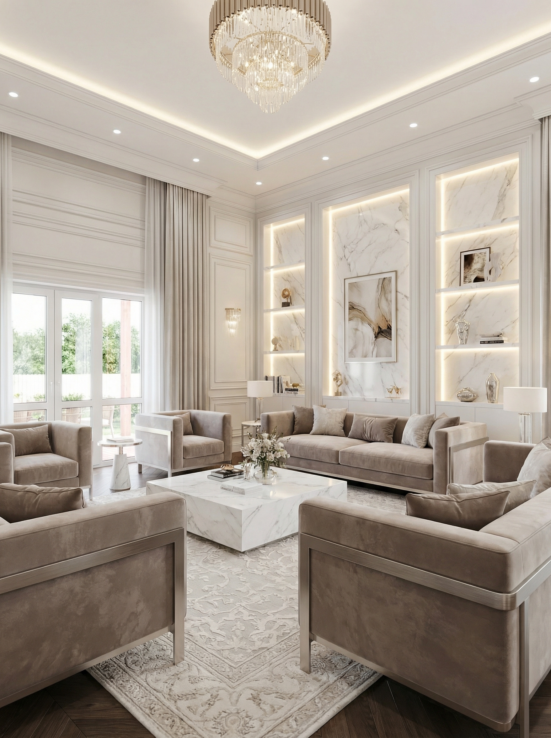 Дизайн гостиной в стиле Классика — фото интерьера от нейросети RoomGPT