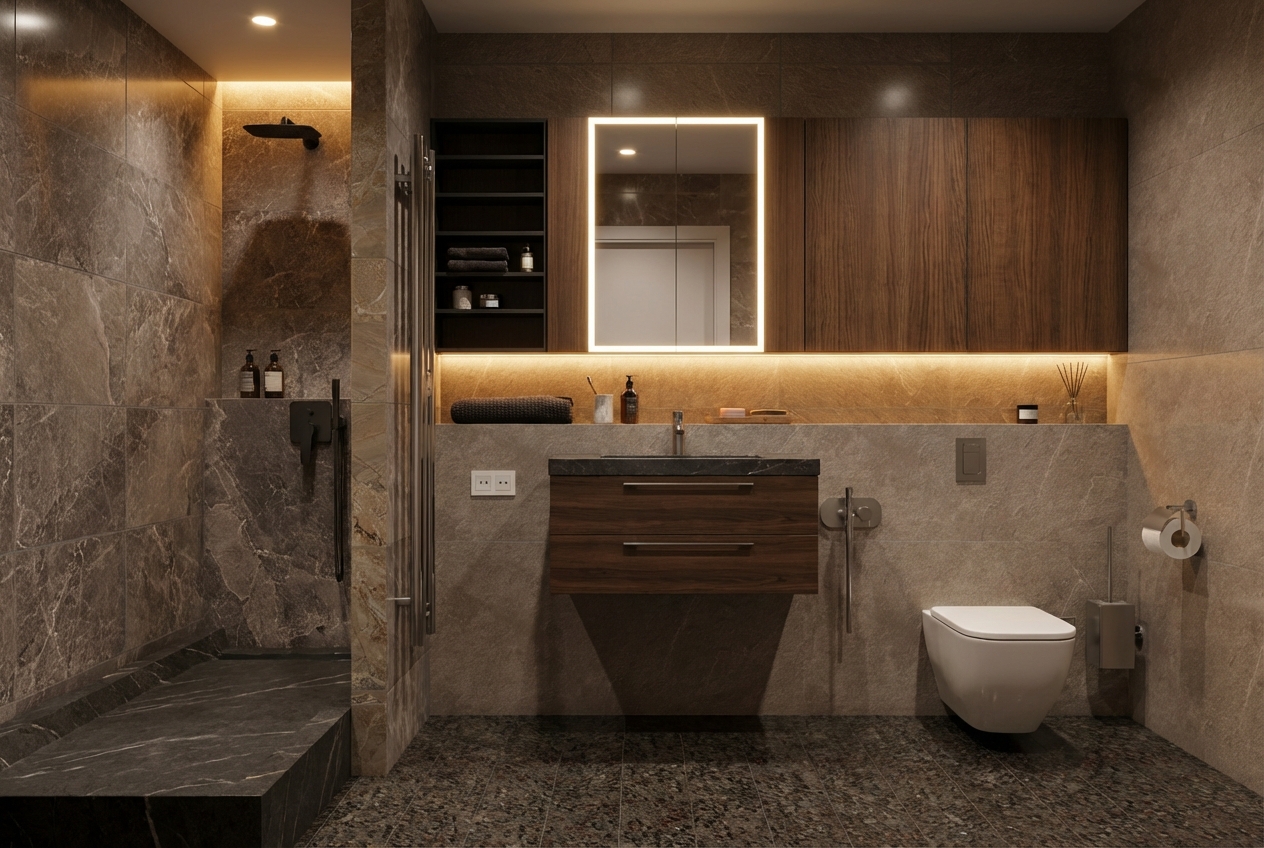 Дизайн ванной в стиле Минимализм — фото интерьера от нейросети RoomGPT