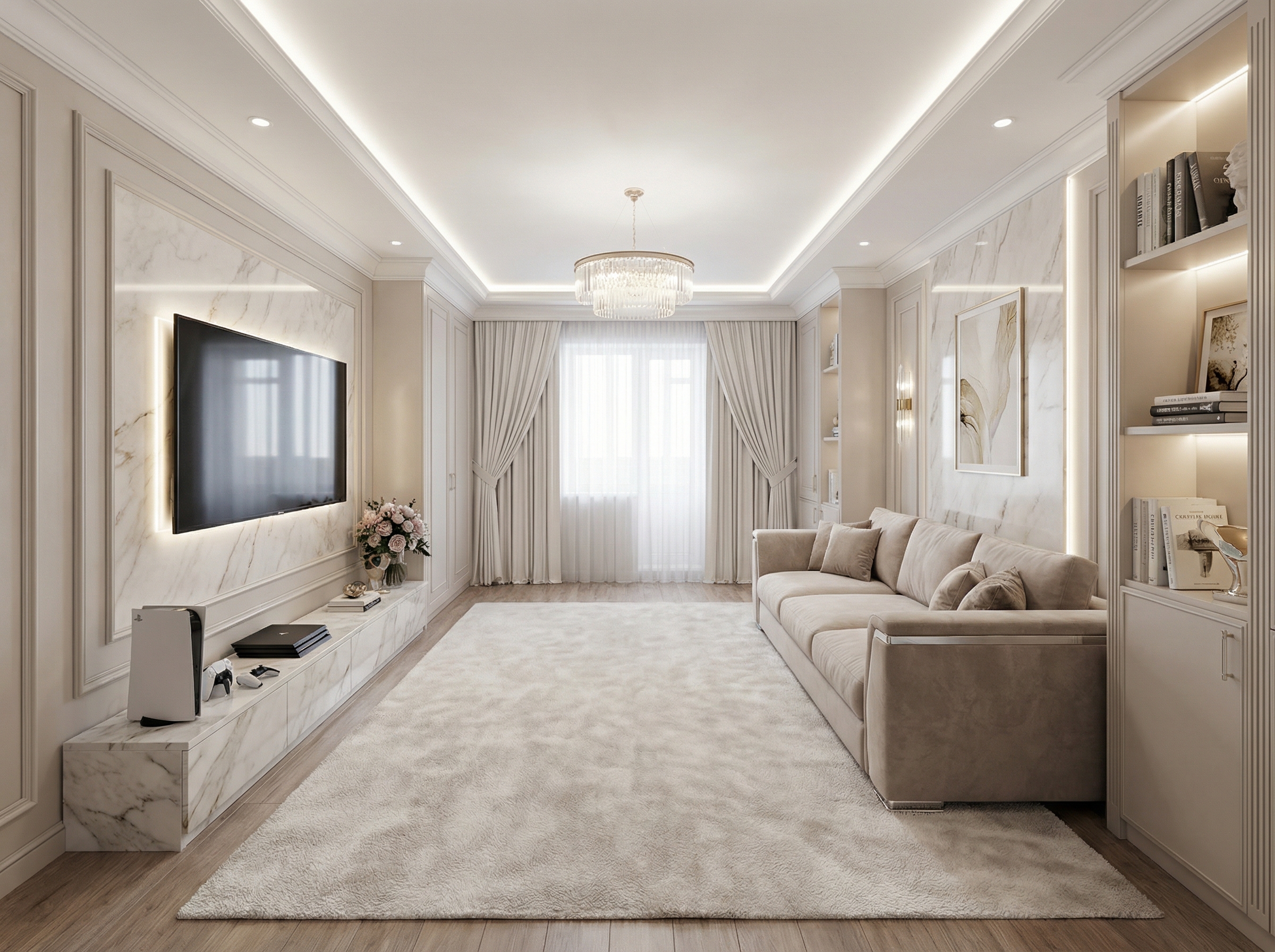 Дизайн гостиной в стиле Классика — фото интерьера от нейросети RoomGPT