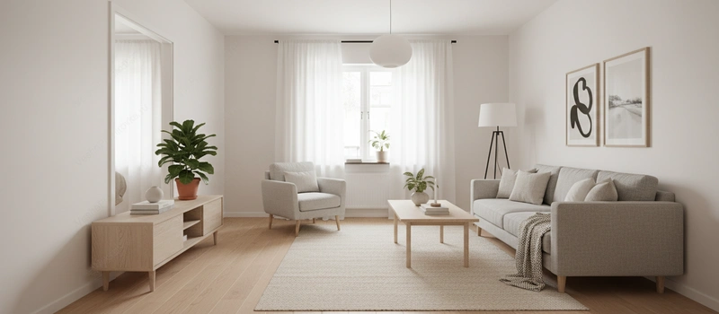 Дизайн интерьера в стиле Хюгге — Гостиная от нейросети RoomGPT