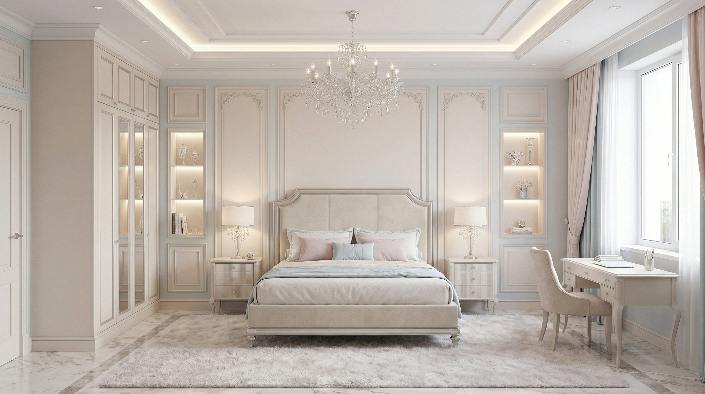 Дизайн спальни в стиле Классика — фото интерьера от нейросети RoomGPT