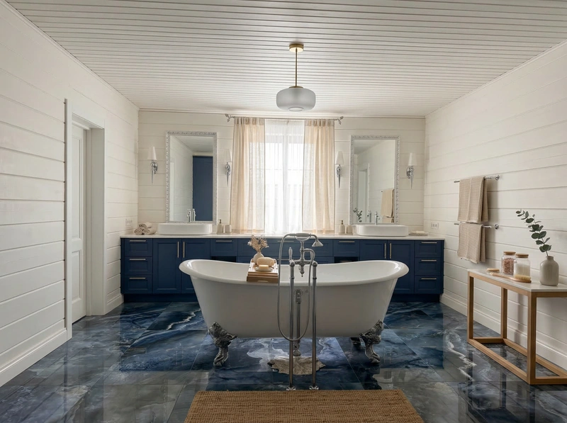 Дизайн ванной в стиле Сканди — фото интерьера от нейросети RoomGPT