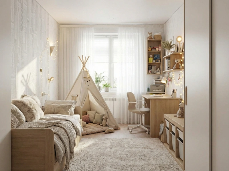 Дизайн интерьера в стиле Хюгге — Детская от нейросети RoomGPT