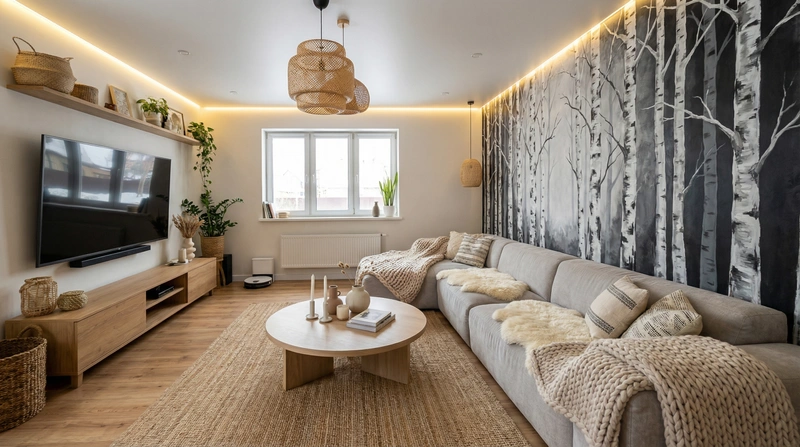 Дизайн интерьера в стиле Хюгге — Гостиная от нейросети RoomGPT