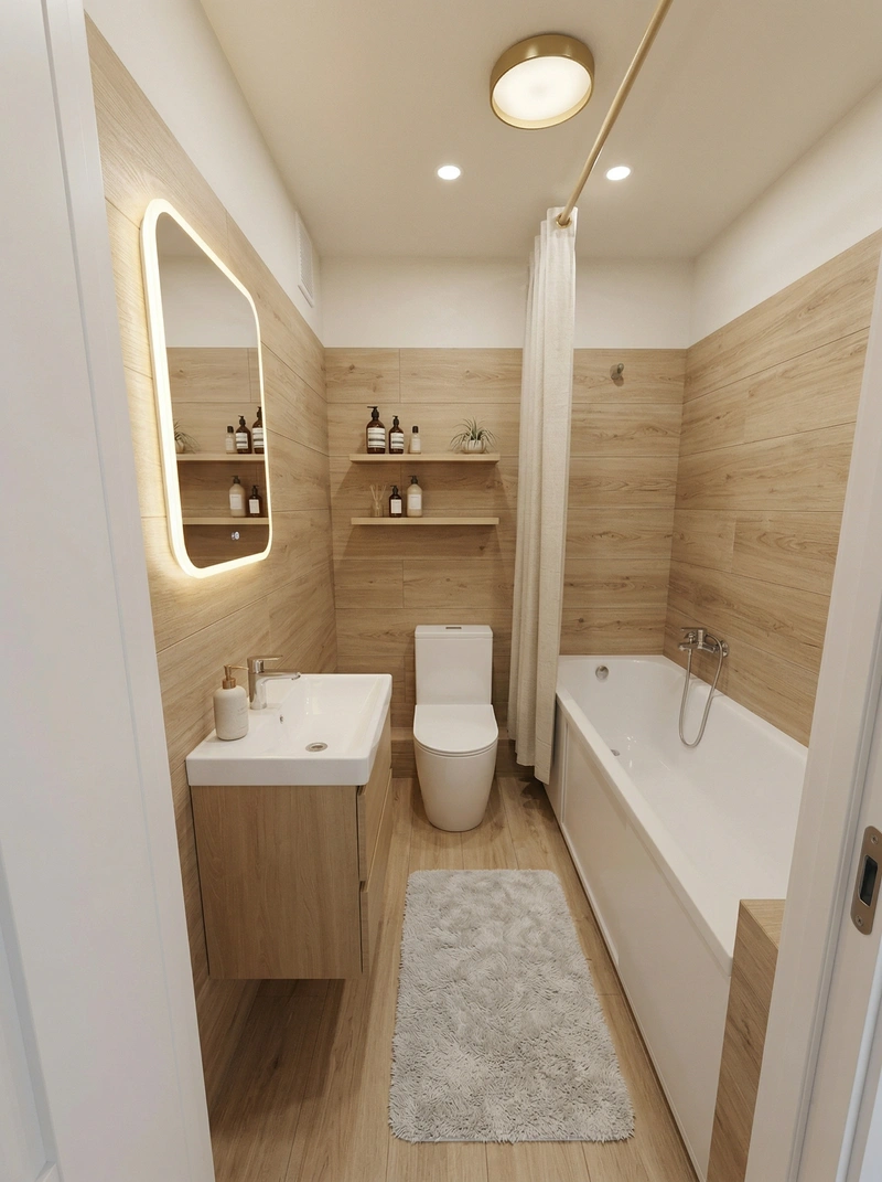 Дизайн ванной в стиле Сканди — фото интерьера от нейросети RoomGPT