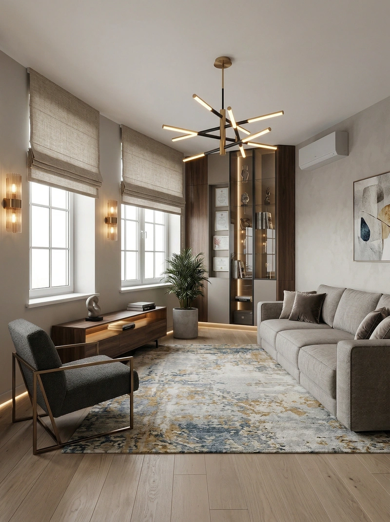 Дизайн гостиной в стиле Контемпорари — фото интерьера от нейросети RoomGPT