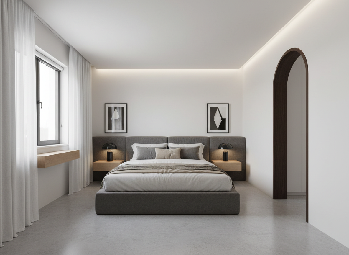 Дизайн спальни в стиле Минимализм — фото интерьера от нейросети RoomGPT