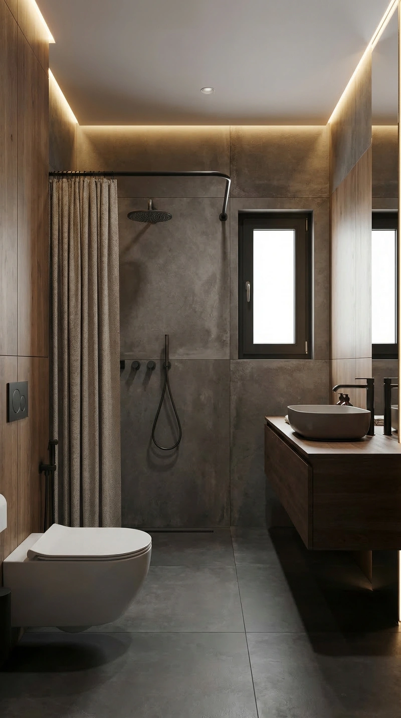 Дизайн ванной в стиле Контемпорари — фото интерьера от нейросети RoomGPT