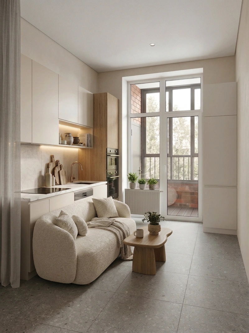 Дизайн кухни в стиле Хюгге — фото интерьера от нейросети RoomGPT