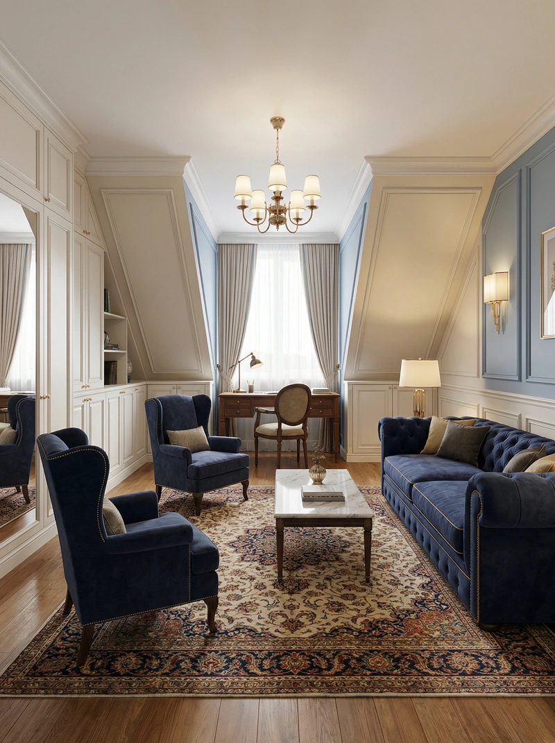 Дизайн интерьера в стиле Классика — Гостиная от нейросети RoomGPT