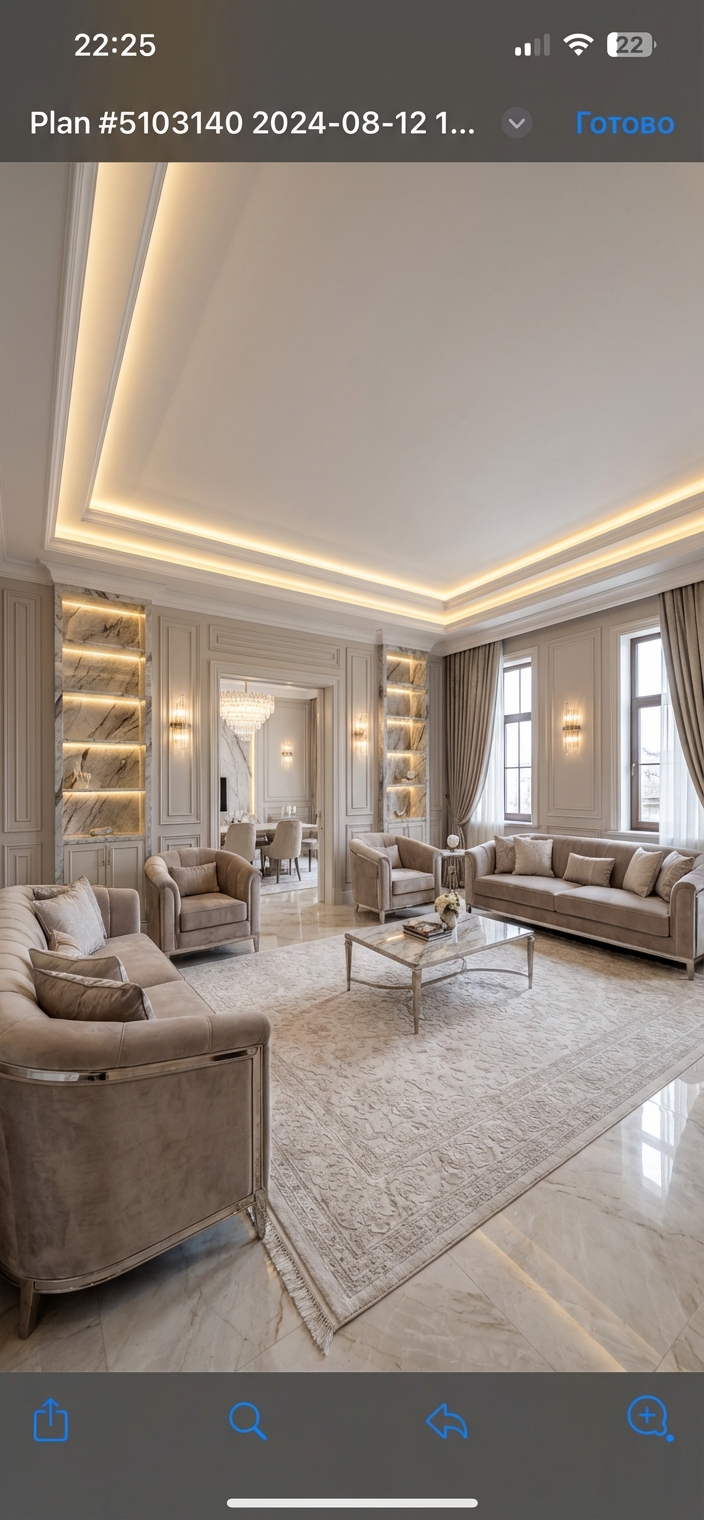 Дизайн гостиной в стиле Классика — фото интерьера от нейросети RoomGPT