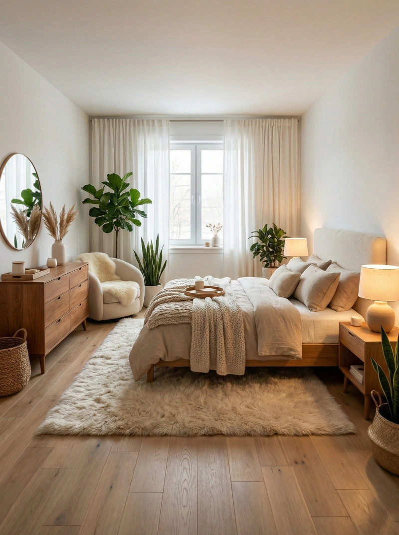 Дизайн интерьера в стиле Хюгге — Спальня от нейросети RoomGPT