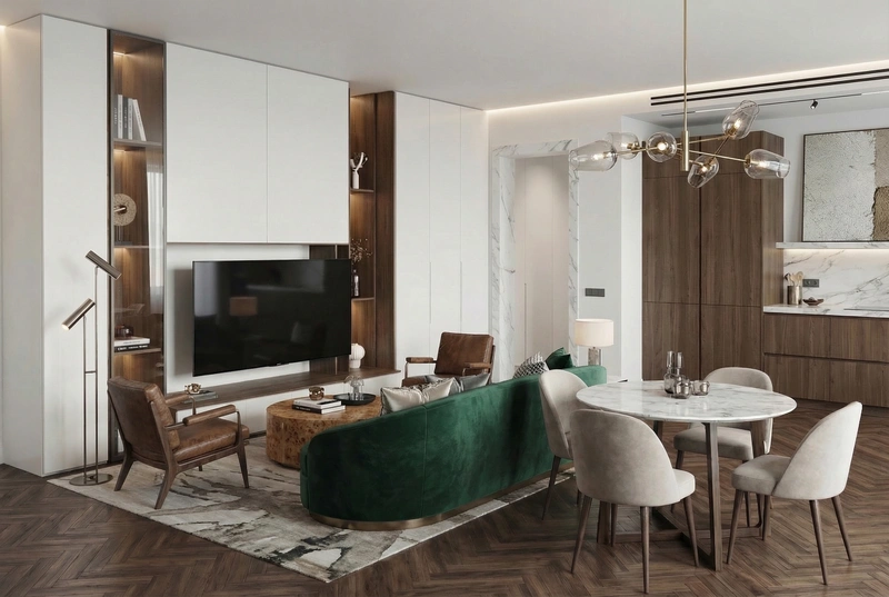 Дизайн интерьера в стиле Эклектика — Гостиная от нейросети RoomGPT