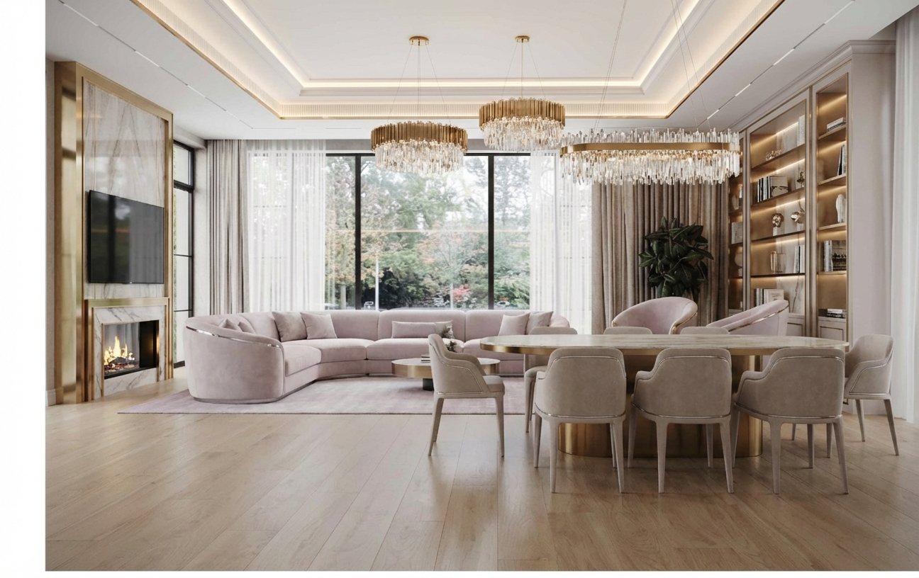 Дизайн гостиной в стиле Неоклассика — фото интерьера от нейросети RoomGPT