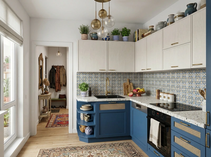 Дизайн кухни в стиле Эклектика — фото интерьера от нейросети RoomGPT