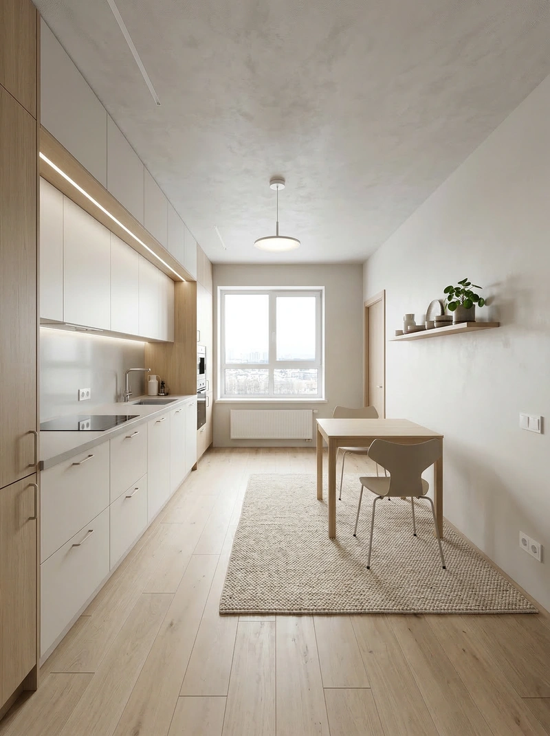 Дизайн кухни в стиле Сканди — фото интерьера от нейросети RoomGPT