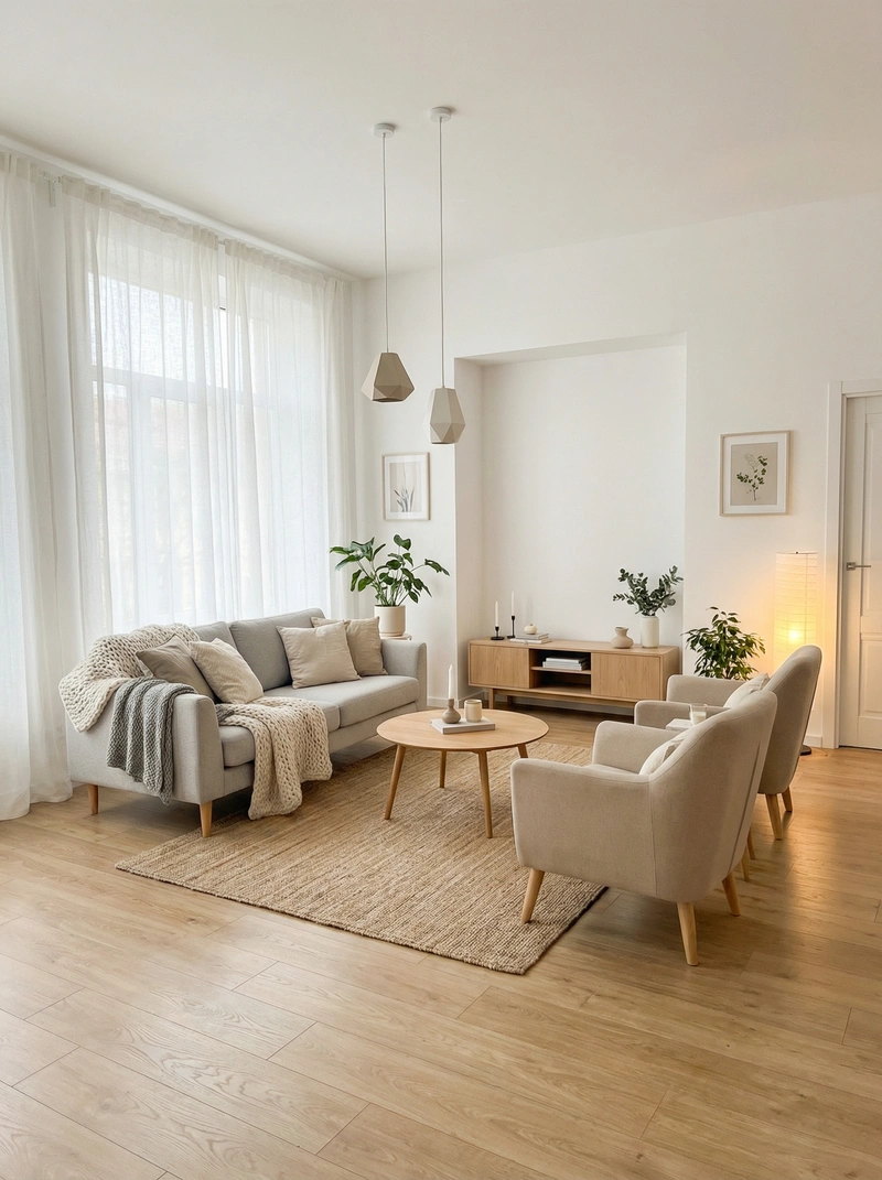 Дизайн интерьера в стиле Хюгге — Гостиная от нейросети RoomGPT