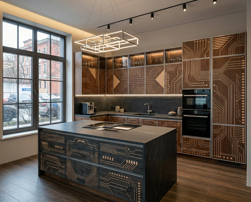 Дизайн кухни в стиле Контемпорари — фото интерьера от нейросети RoomGPT