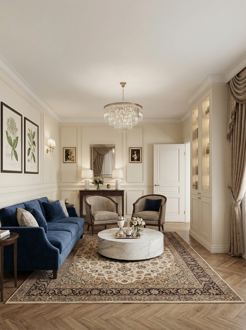 Дизайн интерьера в стиле Классика — Гостиная от нейросети RoomGPT