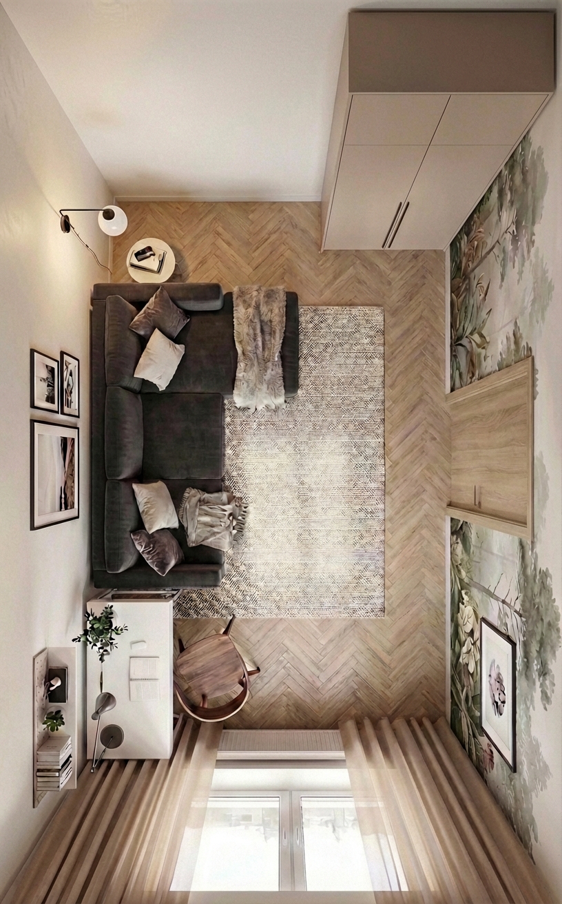 Дизайн гостиной в стиле Сканди — фото интерьера от нейросети RoomGPT