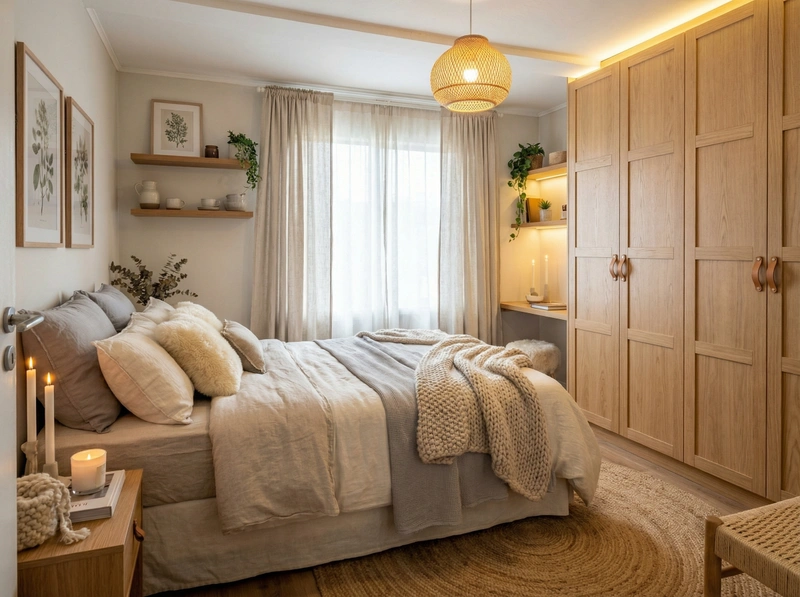 Дизайн интерьера в стиле Хюгге — Спальня от нейросети RoomGPT