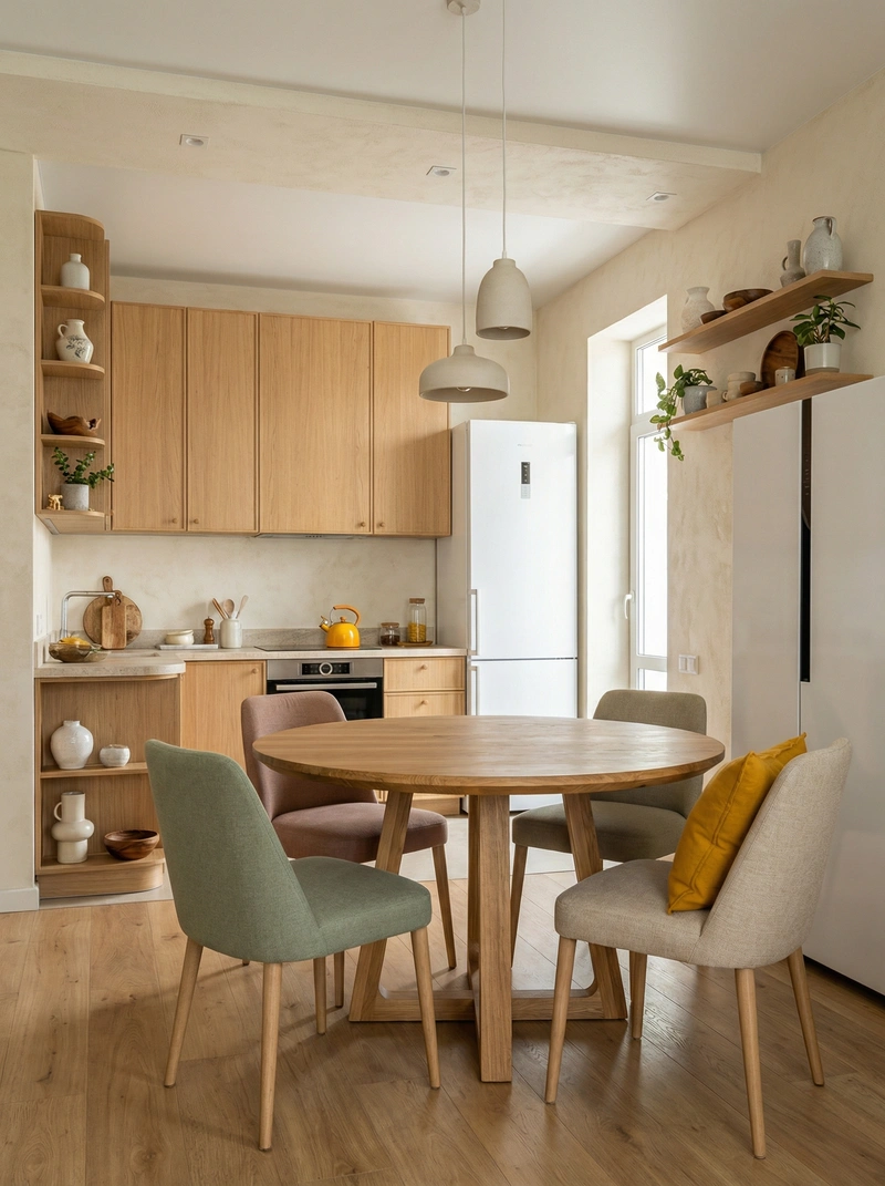 Дизайн кухни в стиле Japandi — фото интерьера от нейросети RoomGPT