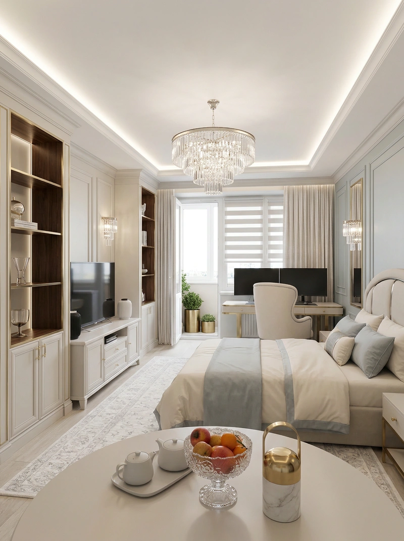 Дизайн интерьера в стиле Неоклассика — Гостиная от нейросети RoomGPT