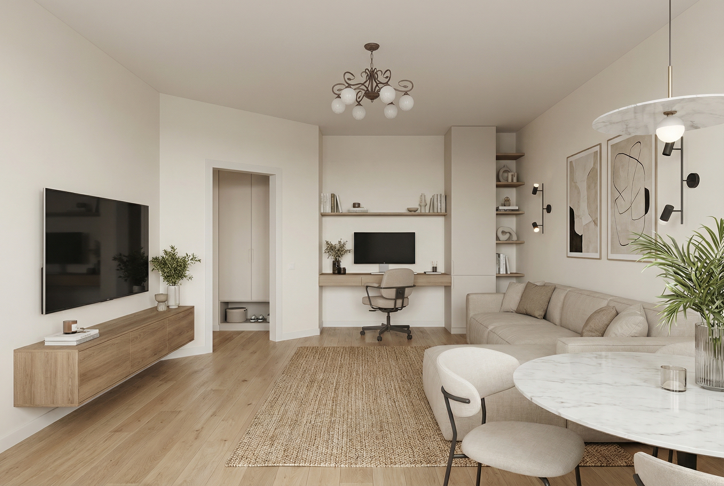 Дизайн гостиной в стиле Минимализм — фото интерьера от нейросети RoomGPT