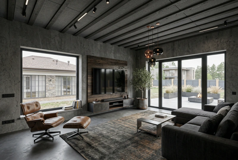 Дизайн интерьера в стиле Лофт — Гостиная от нейросети RoomGPT