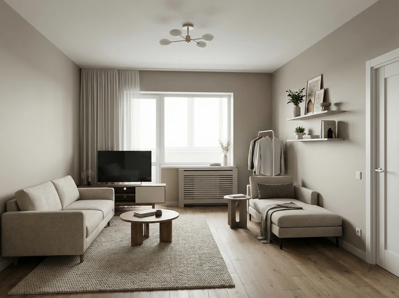 Дизайн интерьера в стиле Минимализм — Гостиная от нейросети RoomGPT