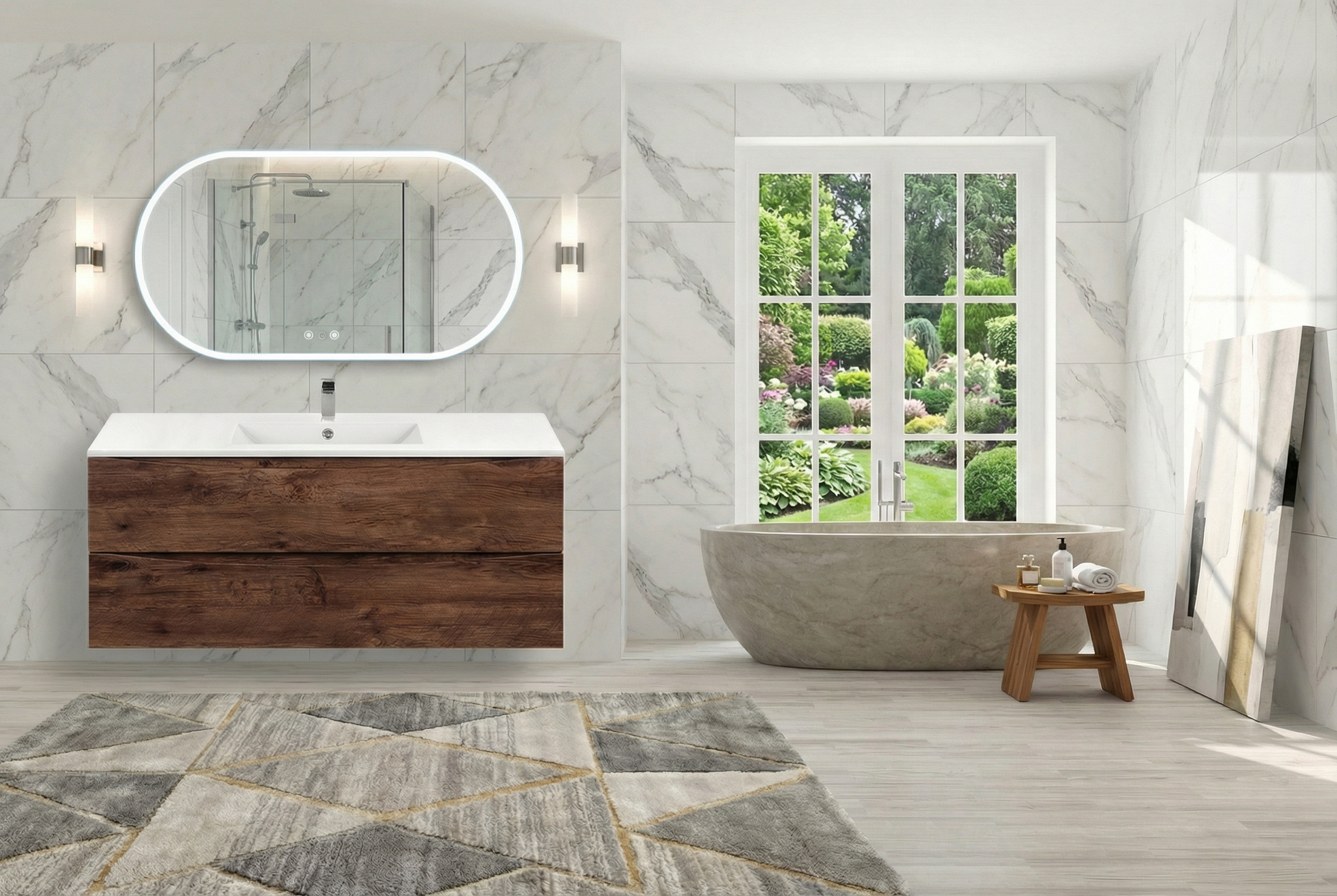 Дизайн ванной в стиле Контемпорари — фото интерьера от нейросети RoomGPT