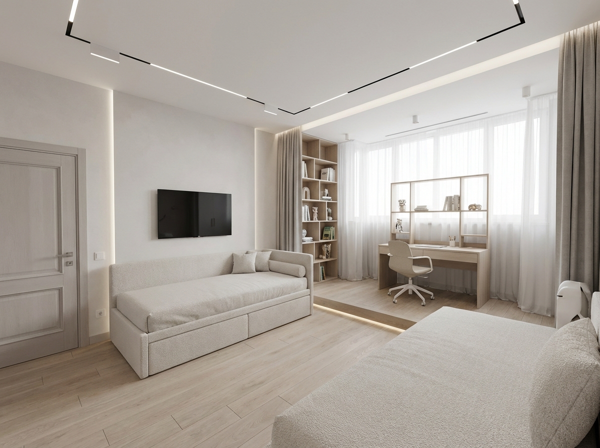 Дизайн детской в стиле Минимализм — фото интерьера от нейросети RoomGPT